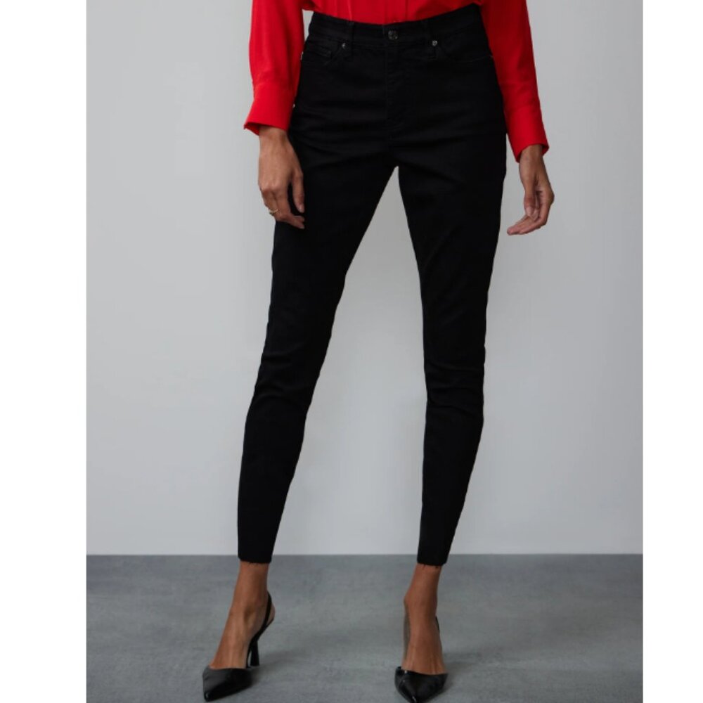 NY & Company Petite Curvy High Rise Skinny Ankle Jeans Size 14 Black NEW w/tags